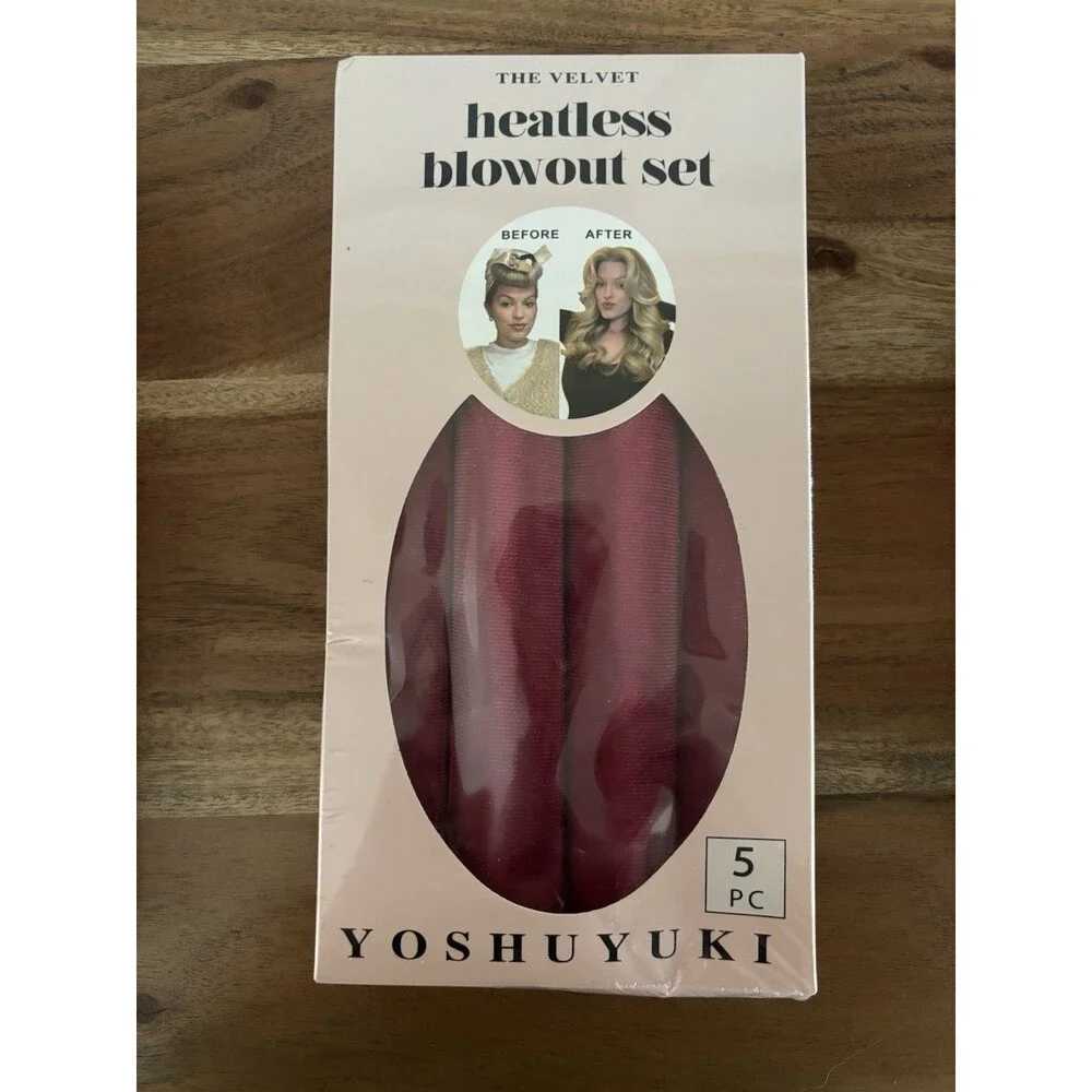 YOSHUYUKI Heatless Blowout Set 5PC Wine Foam Satin Overnight Hair Rollers